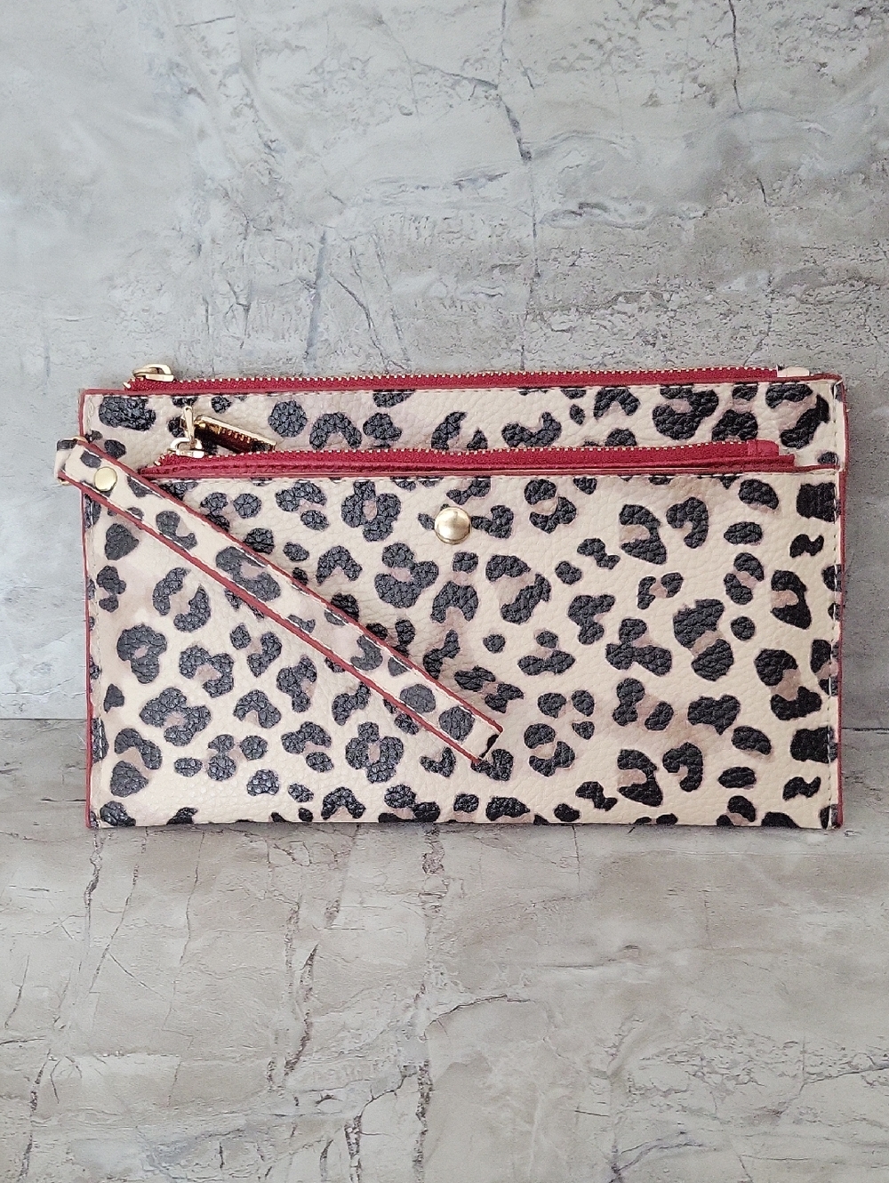 Chico's Leopard RFID Wristlet with‎ Bonus Zipper Pouch